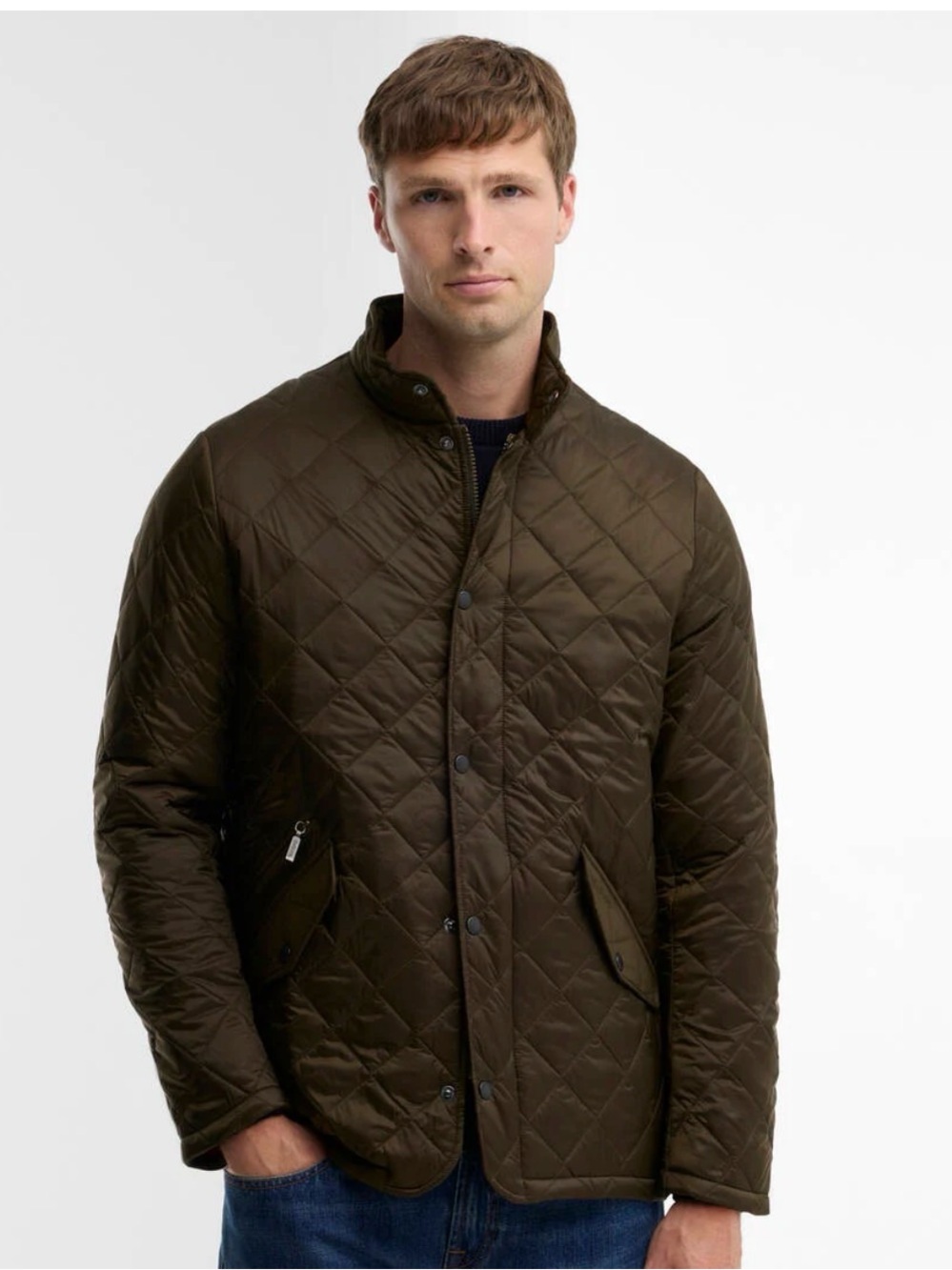 Barbour Flyweight Chelsea Quilted Jacket Mens L Olive Green Red Lining MQU0007OL